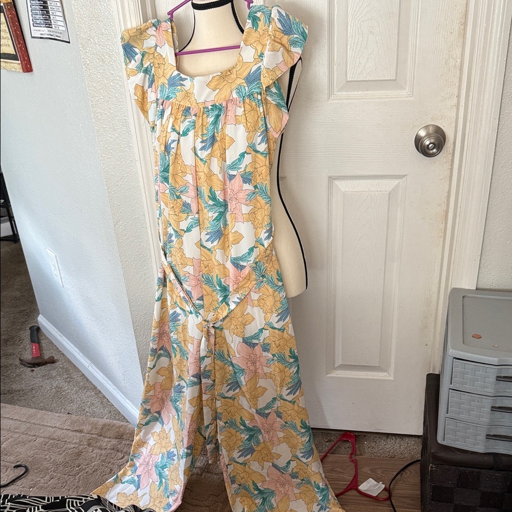 Hayden Floral Jumpsuit in Yellow, Pink, and Blue